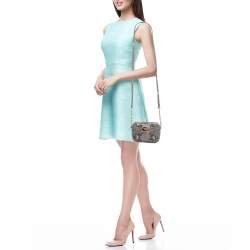 Pre Owned Michael Kors Grey Python Embossed Laminated Suede Logo Camera Crossbody Bag