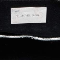 Pre Owned Michael Kors Metallic Silver Leather Large Miranda Tote