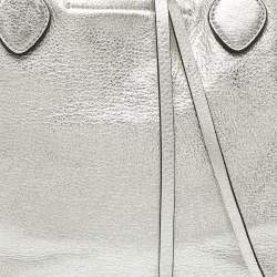 Pre Owned Michael Kors Metallic Silver Leather Large Miranda Tote