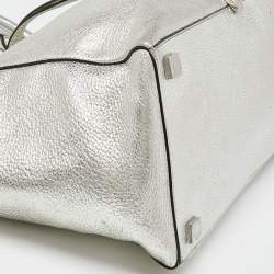 Pre Owned Michael Kors Metallic Silver Leather Large Miranda Tote