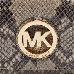 مملوكة مسبقًا محفظة مايكل كورس كونتينينتال قلاب جلد نقشة الثعبان بني و أبيض