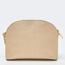 Pre Owned MICHAEL Michael Kors Gold Leather Emmy Crossbody Bag