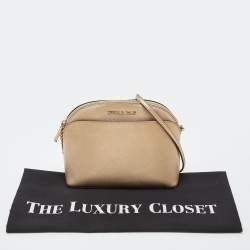 Pre Owned MICHAEL Michael Kors Gold Leather Emmy Crossbody Bag