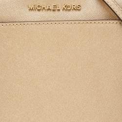 Pre Owned MICHAEL Michael Kors Gold Leather Emmy Crossbody Bag