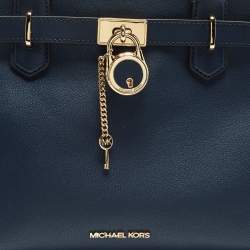 Pre Owned Michael Kors Blue Leather Medium Hamilton Tote