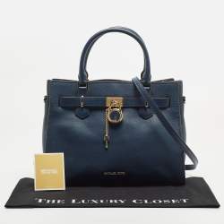 Pre Owned Michael Kors Blue Leather Medium Hamilton Tote
