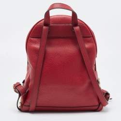 Pre Owned Michael Kors Red Leather Medium Studded Rhea Backpack