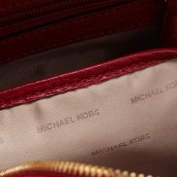 Pre Owned Michael Kors Red Leather Medium Studded Rhea Backpack
