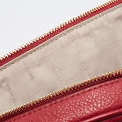 Pre Owned Michael Kors Red Leather Medium Studded Rhea Backpack