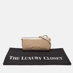 مملوكة مسبقًا Michael Kors Gold Leather Jet Set Travel Wallet On Chain