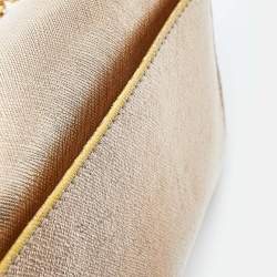 مملوكة مسبقًا Michael Kors Gold Leather Jet Set Travel Wallet On Chain