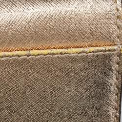 مملوكة مسبقًا Michael Kors Gold Leather Jet Set Travel Wallet On Chain