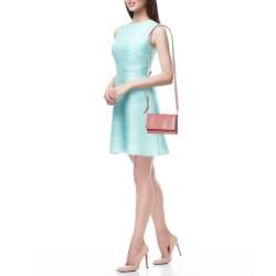 Pre Owned Michael Kors Pink Leather Jet Set Phone Crossbody Bag