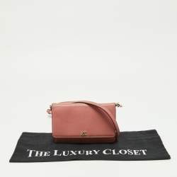 Pre Owned Michael Kors Pink Leather Jet Set Phone Crossbody Bag