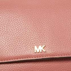 Pre Owned Michael Kors Pink Leather Jet Set Phone Crossbody Bag