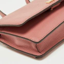 Pre Owned Michael Kors Pink Leather Jet Set Phone Crossbody Bag