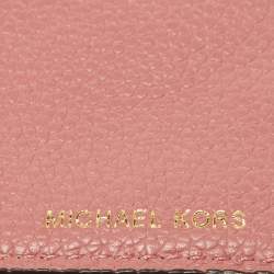 Pre Owned Michael Kors Pink Leather Jet Set Phone Crossbody Bag
