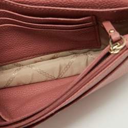 Pre Owned Michael Kors Pink Leather Jet Set Phone Crossbody Bag