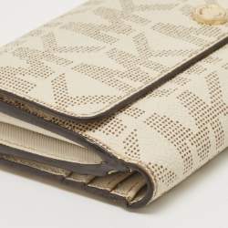 Michael Kors Off White Signature Coated Canvas Flap Continental Wallet