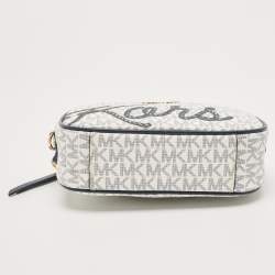 Pre Owned Michael Kors Blue/White Signature Coated Canvas and Leather Camera Bag