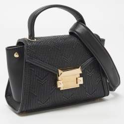 Pre Owned Michael Kors Black Quilted Leather Mini Whitney Top Handle Bag