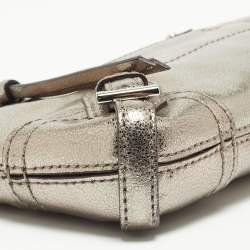 Michael Kors Metallic Grey Leather Fallon Wristlet Clutch