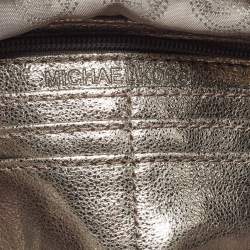 Michael Kors Metallic Grey Leather Fallon Wristlet Clutch