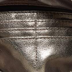 Michael Kors Metallic Grey Leather Fallon Wristlet Clutch