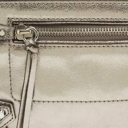 Michael Kors Metallic Grey Leather Fallon Wristlet Clutch