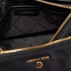 Pre Owned Michael Kors Black/Brown Coated Canvas and Nylon Gabardine Crossbody Bag