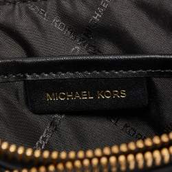 Pre Owned Michael Kors Black/Brown Coated Canvas and Nylon Gabardine Crossbody Bag