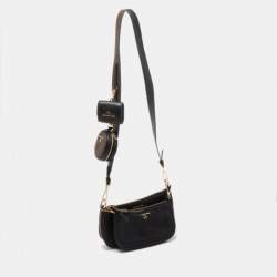 Pre Owned Michael Kors Black/Brown Coated Canvas and Nylon Gabardine Crossbody Bag