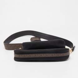 Pre Owned Michael Kors Black/Brown Coated Canvas and Nylon Gabardine Crossbody Bag