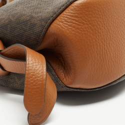 Pre Owned Michael Kors Brown Signature Coated Canvas and Leather Grand Logo Messenger Bag