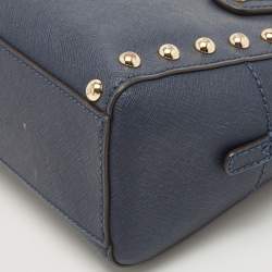 Pre Owned Michael Kors Navy Blue Saffiano Leather Mini Sandrine Satchel