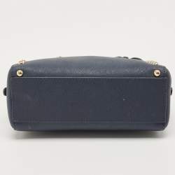 Pre Owned Michael Kors Navy Blue Saffiano Leather Mini Sandrine Satchel