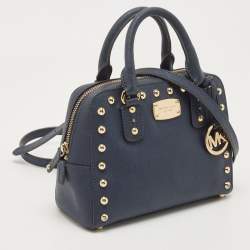Pre Owned Michael Kors Navy Blue Saffiano Leather Mini Sandrine Satchel