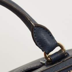 Pre Owned Michael Kors Navy Blue Saffiano Leather Mini Sandrine Satchel