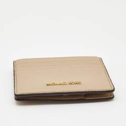 Pre Owned Michael Kors Beige Leather Bifold Card Holder