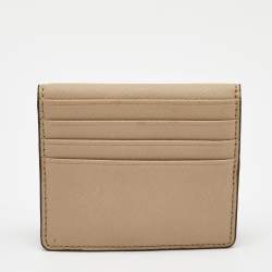 Pre Owned Michael Kors Beige Leather Bifold Card Holder