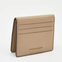 Pre Owned Michael Kors Beige Leather Bifold Card Holder