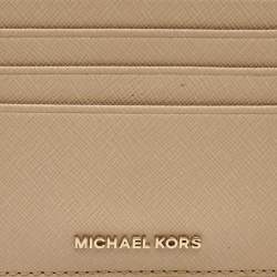 Pre Owned Michael Kors Beige Leather Bifold Card Holder