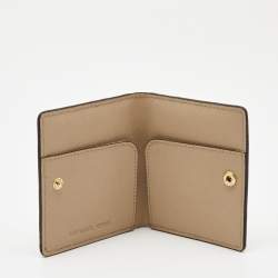 Pre Owned Michael Kors Beige Leather Bifold Card Holder