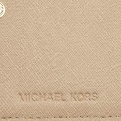 Pre Owned Michael Kors Beige Leather Bifold Card Holder