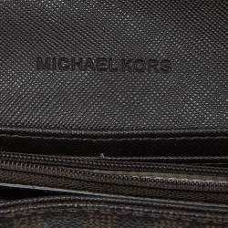 Pre Owned Michael Kors Beige/Brown Signature Coated Canvas Fulton Flap Continental Wallet