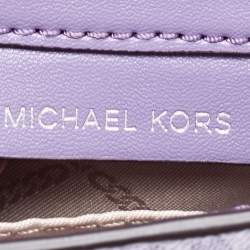 Pre Owned Michael Kors Lavender Signature Coated Canvas and Leather Jet Set Charm 4in1 Crossbody Bag
