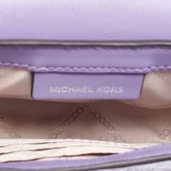 Pre Owned Michael Kors Lavender Signature Coated Canvas and Leather Jet Set Charm 4in1 Crossbody Bag