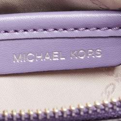 Pre Owned Michael Kors Lavender Signature Coated Canvas and Leather Jet Set Charm 4in1 Crossbody Bag