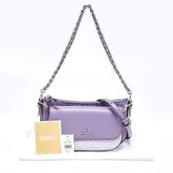Pre Owned Michael Kors Lavender Signature Coated Canvas and Leather Jet Set Charm 4in1 Crossbody Bag