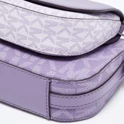 Pre Owned Michael Kors Lavender Signature Coated Canvas and Leather Jet Set Charm 4in1 Crossbody Bag